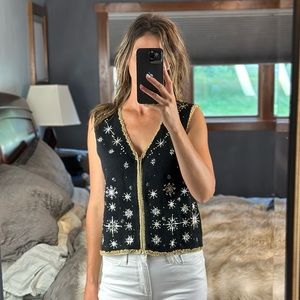 Snowflake Bead Sweater Vest, Size Small